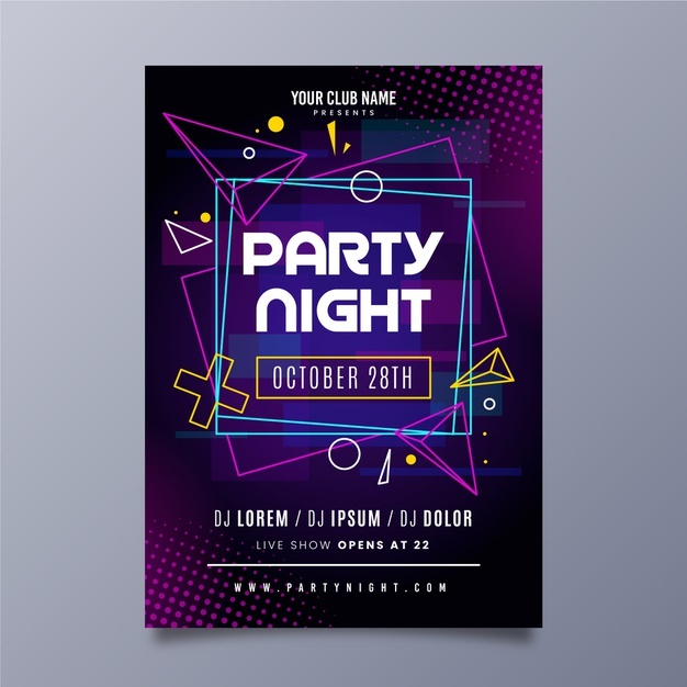 Abstract Neon Lights Borders Music Party Poster 23 2148486146