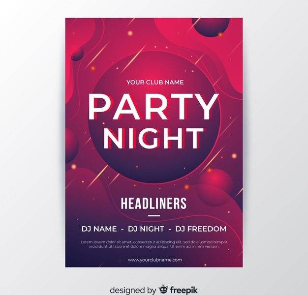 Abstract night party poster template Free Vector