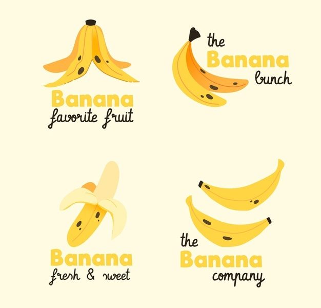 Banana logo collection Free Vector Banana logo collection Free Vector