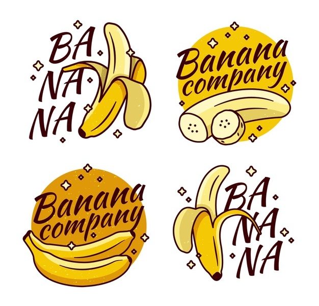 Banana logo company collection Free Vector
