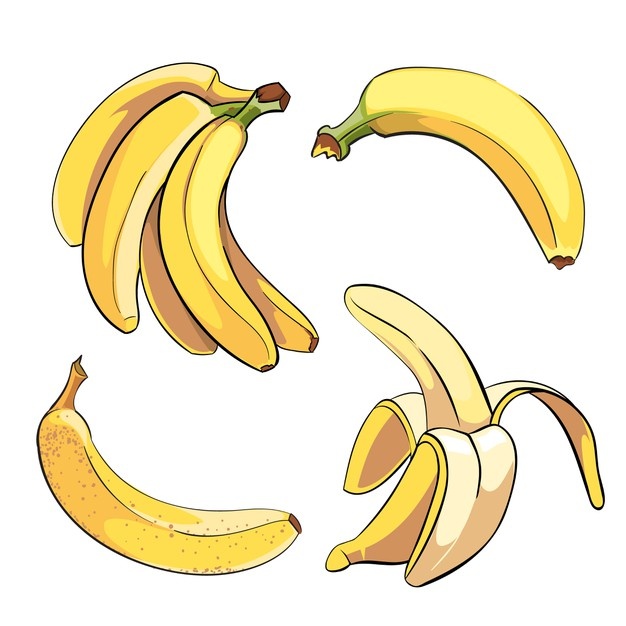 Bananas Set Cartoon Style Fruit Food Sweet Ripe Vector Illustration 1284 42486
