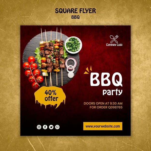 Bbq concept square flyer template Free Psd - Cariblens