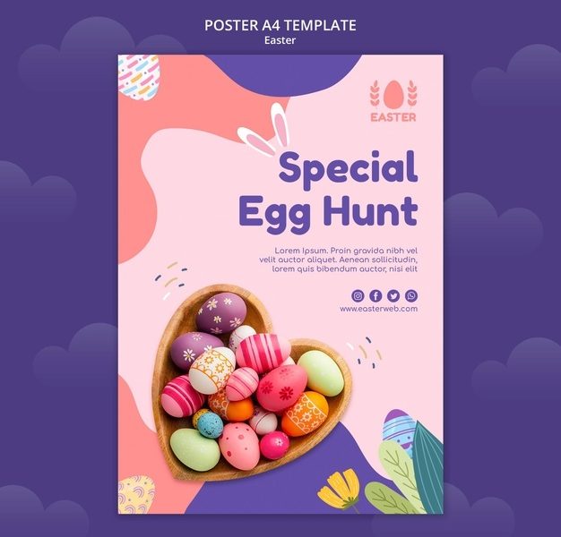 Beautiful easter day event poster template with photo Free Psd