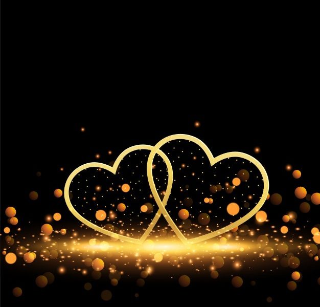 Beautiful golden hearts on sparkles background Free Vector