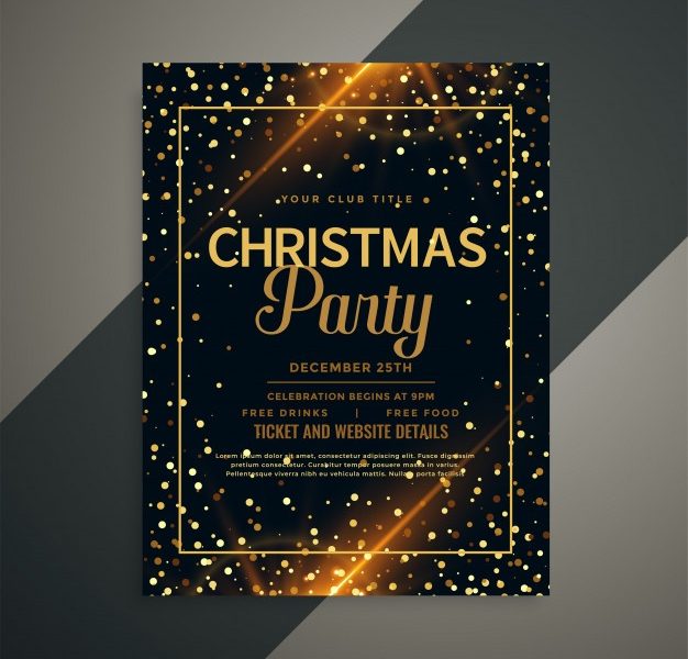 Beautiful golden sparkles christmas flyer template Free Vector