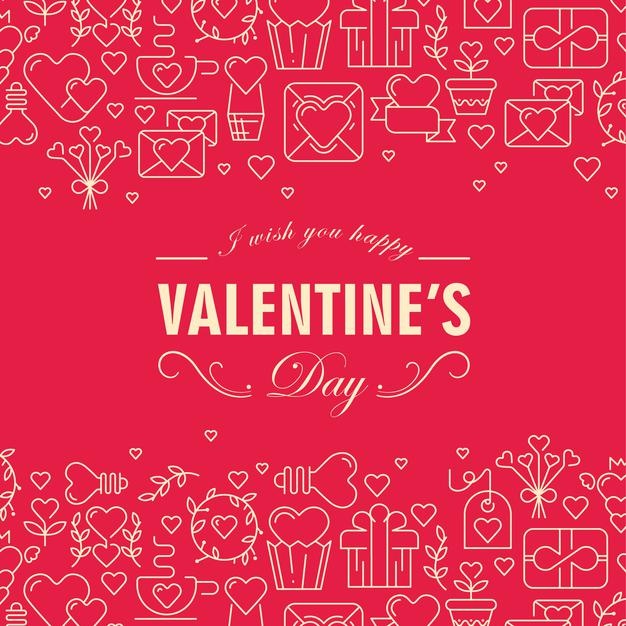 Bright Red Valentine S Day Background With Romantic Elements Flat Illustration 1284 63293