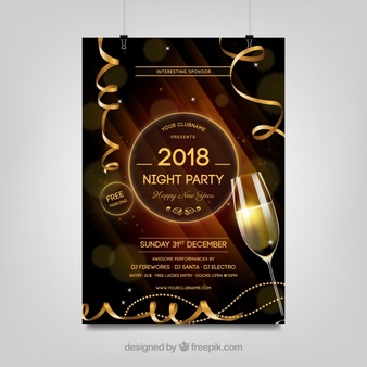 Brown New Year Party Poster Realistic Style 23 2147723093