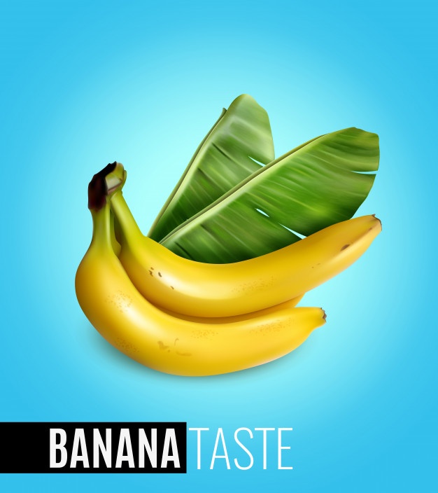 Bunch Ripe Bananas With Palm Leaf Advertising Natural Food Taste Realistic Poster Blue 1284 31939