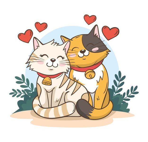 Cute valentine’s day animal couple with cats Free Vector