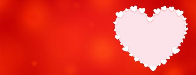 Decorative heart valentines day red banner Free Vector