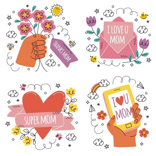 Doodle Hand Drawn Happy Mothers Day Stickers Collection 52683 79431