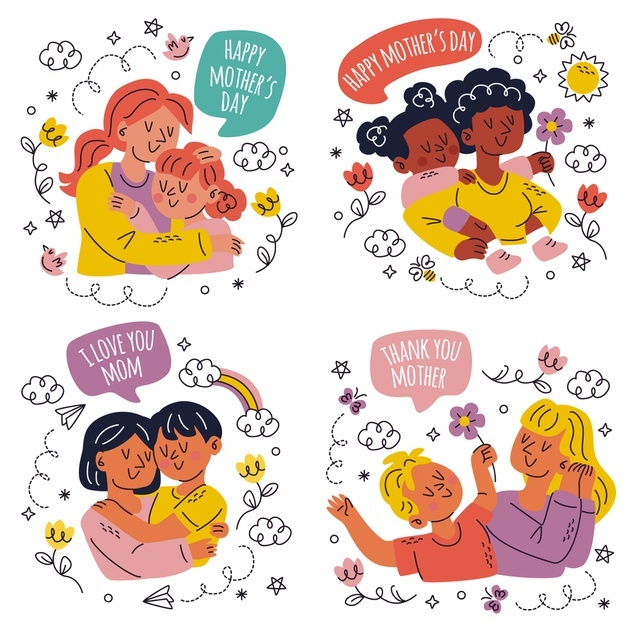 Doodle Hand Drawn Happy Mothers Day Stickers Collection 52683 79432