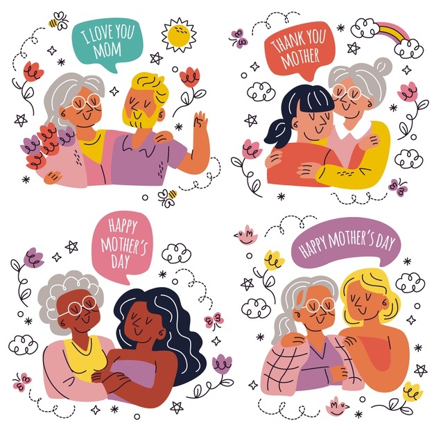 Doodle Hand Drawn Happy Mothers Day Stickers Collection 52683 79433