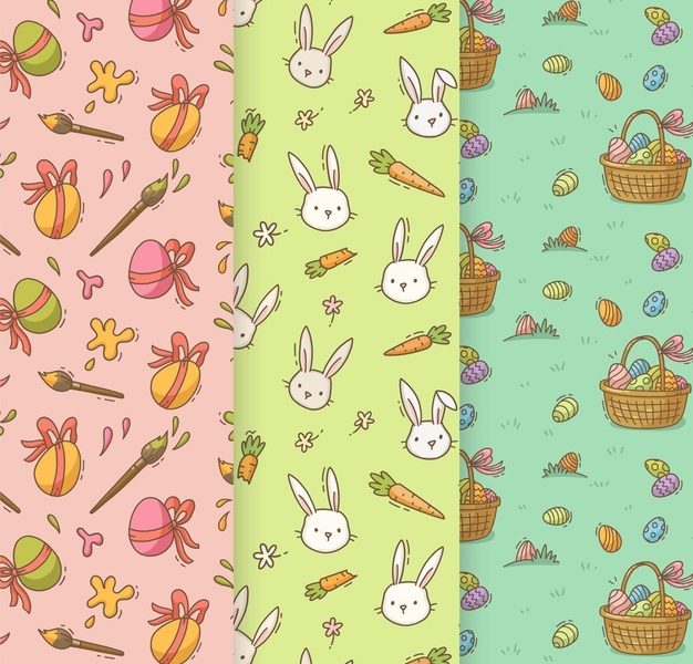 Easter day patterns collection Free Vector