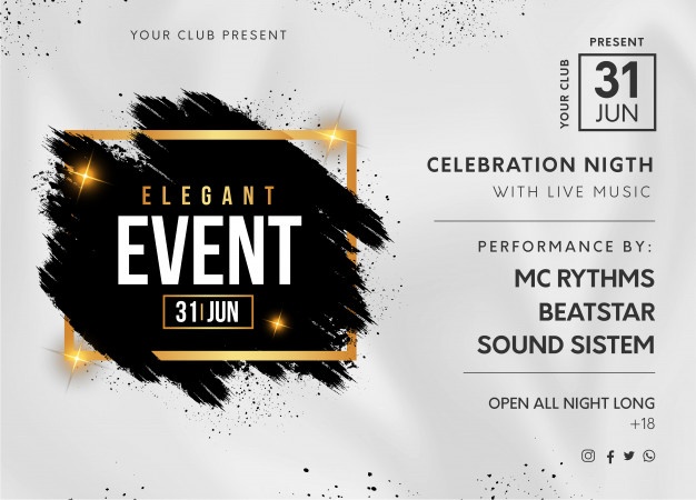 Elegant Event Party Banner With Black Splash 1361 2171