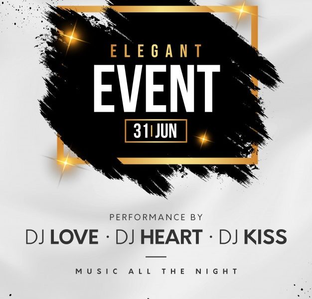 Elegant event poster with black splash Free Vector