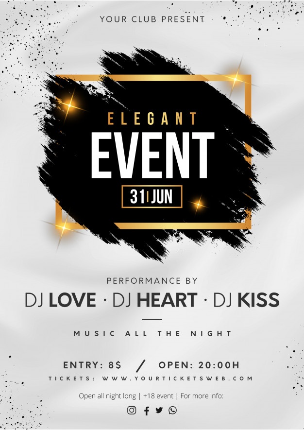 Elegant Event Poster With Black Splash 1361 2193