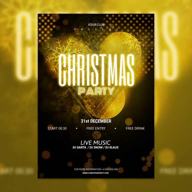 Elegant Golden Black Christmas Party Poster Mockup 23 2147967772