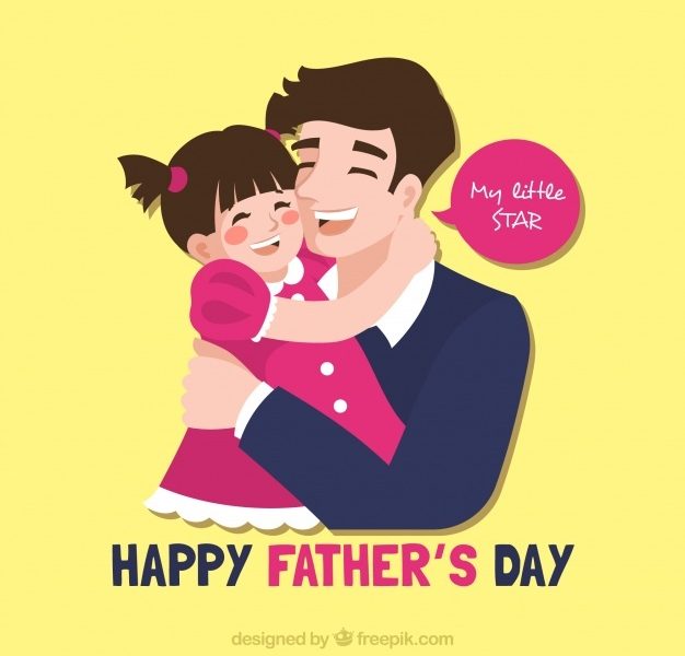 Father’s day background with dad and daugther Free Vector