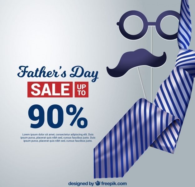 Father’s day sale template with realistic tie Free Vector