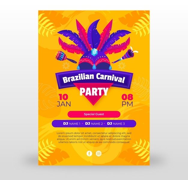 Flat brazilian carnival vertical poster template Free Vector Flat brazilian carnival vertical poster template Free Vector