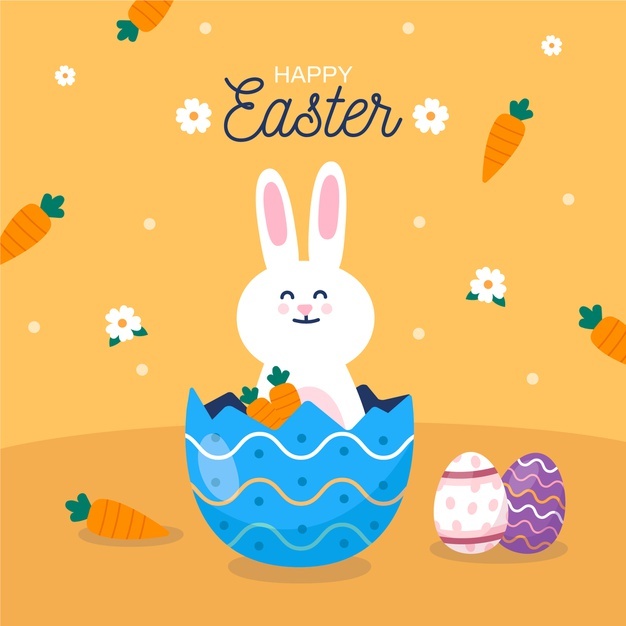 Flat Design Easter With Bunny Carrots 23 2148444735