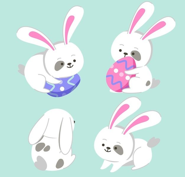 Flat easter bunny collection Free Vector