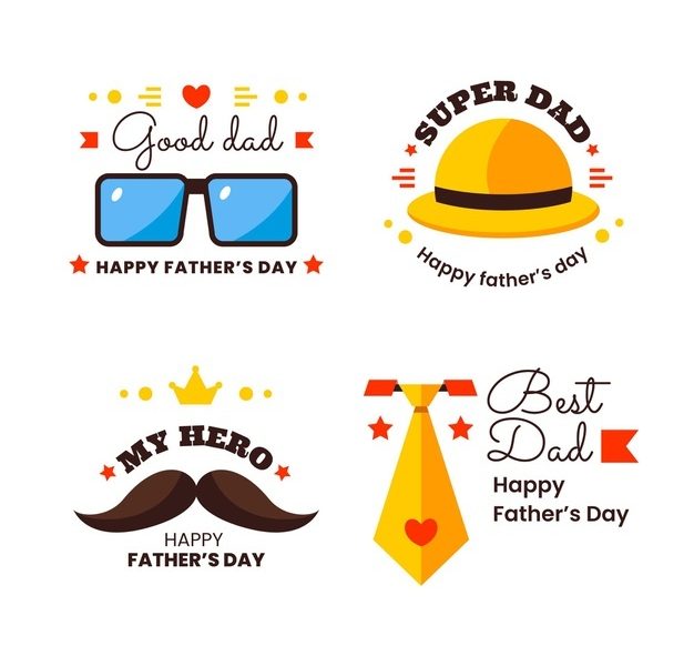 Flat father’s day badges collection Free Vector