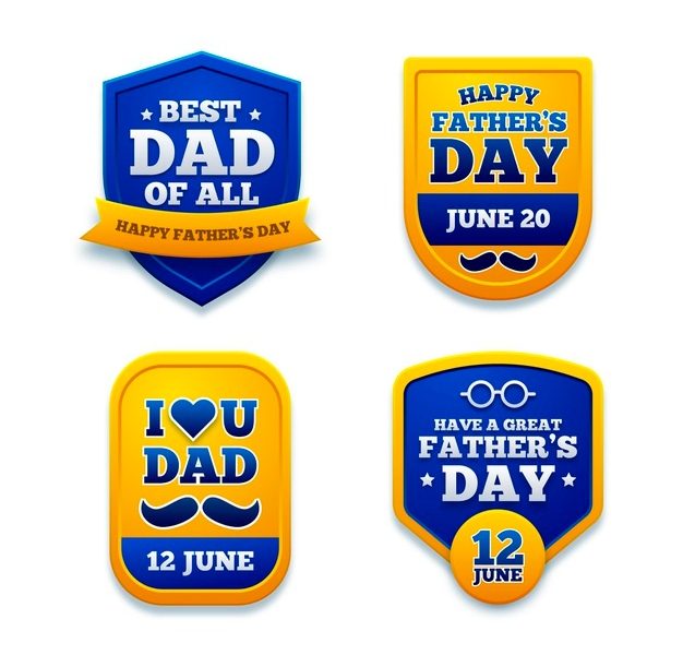 Flat father’s day badges collection Free Vector