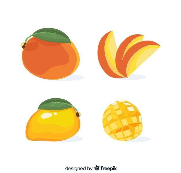 Flat mango illustration pack Free Vector