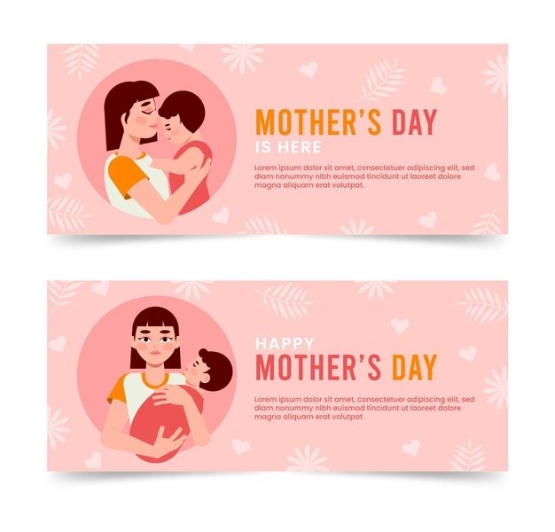 Flat mother’s day banners set Free Vector