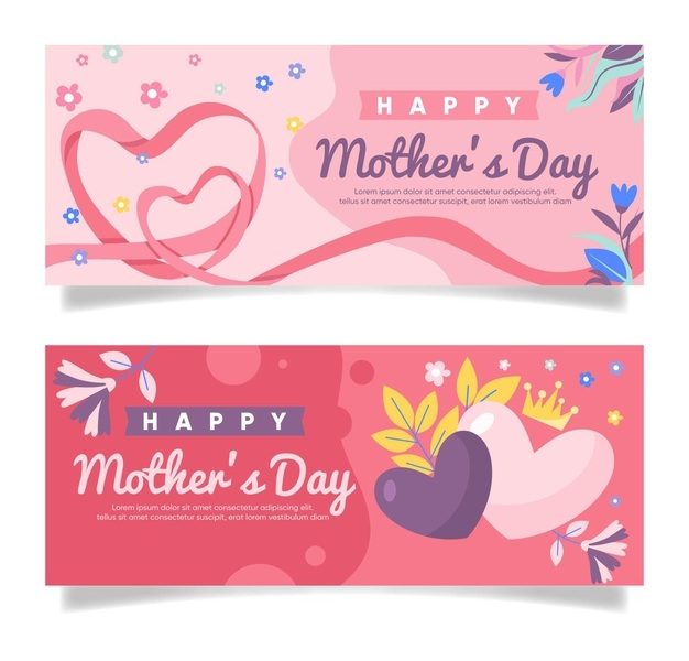 Flat mother’s day banners set Free Vector