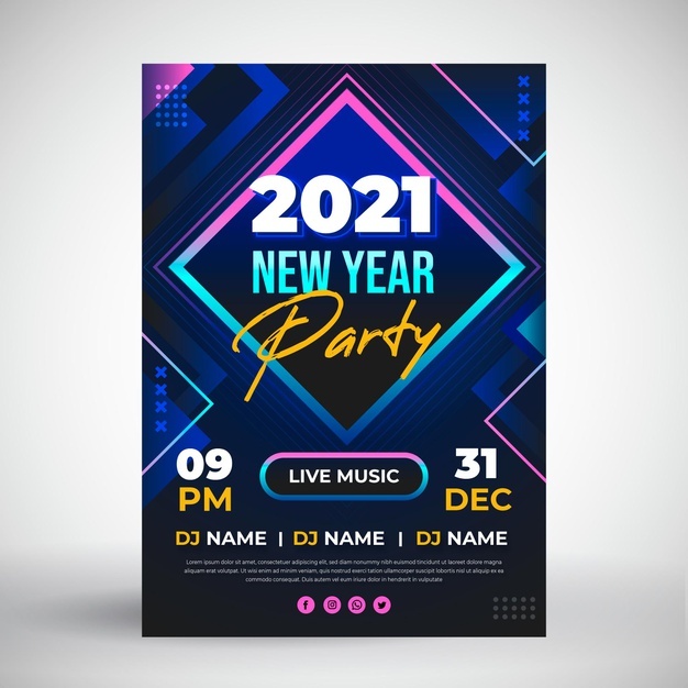 Flat New Year 2021 Party Flyer Template 52683 51536