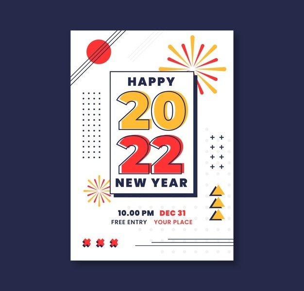 Flat new year party flyer template Free Vector Flat new year party flyer template Free Vector