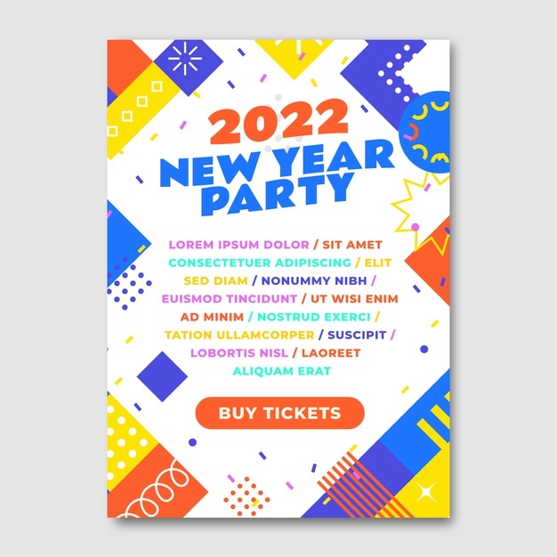 Flat New Year Party Flyer Template 23 2149202741