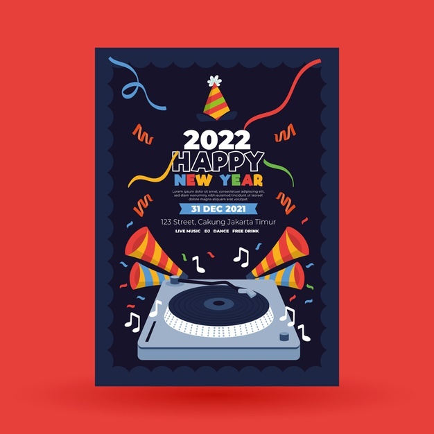 Flat New Year Party Flyer Template 23 2149243664