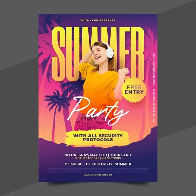 Flat Summer Party Vertical Poster Template With Photo 23 2148942900