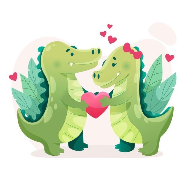 Flat valentine’s day animal couple Free Vector