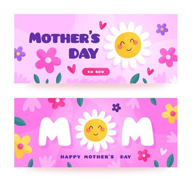 Floral mother’s day banners set Free Vector