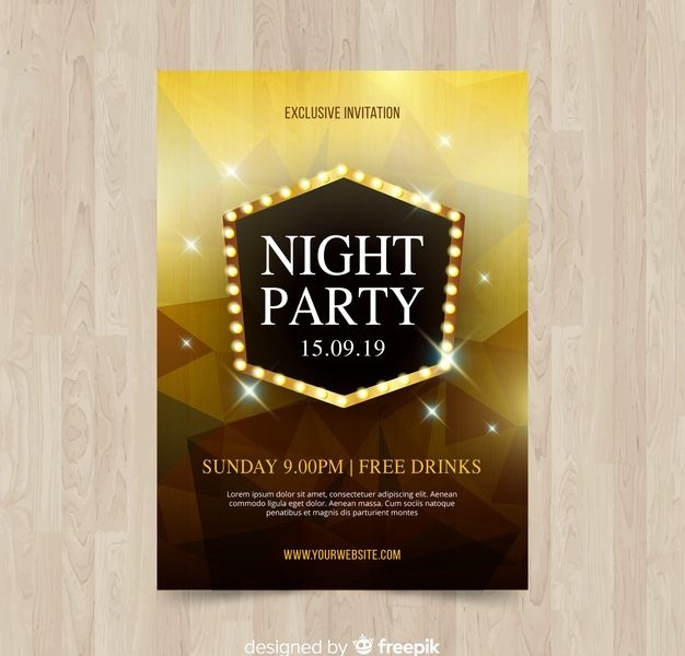 Geometric shapes night party poster Free Vector