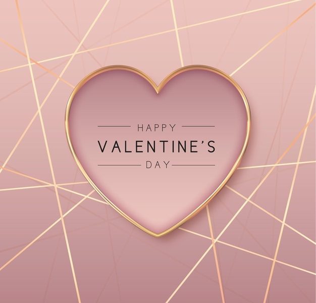 Golden heart shape valentine’s day background Free Vector