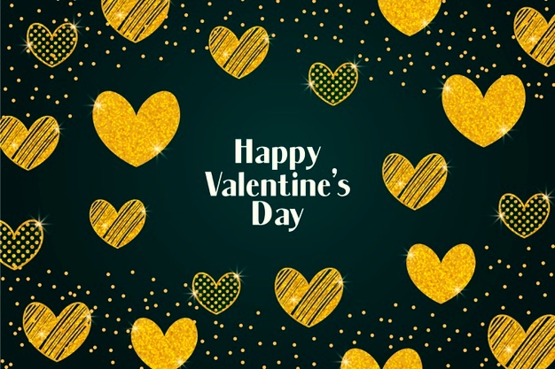 Golden valentine’s day background Free Vector