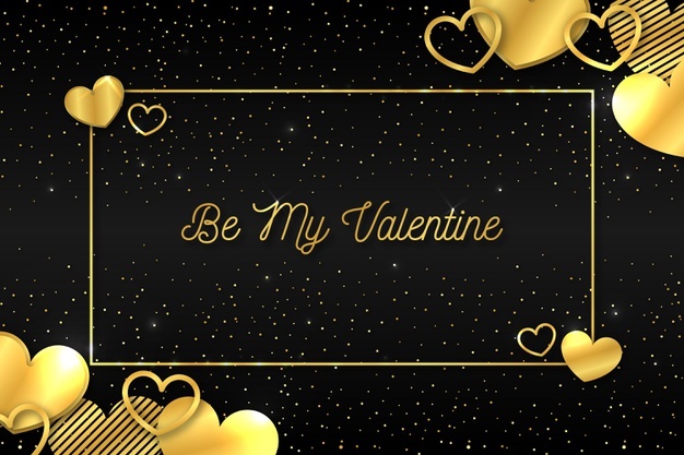 Golden valentine’s day background Free Vector