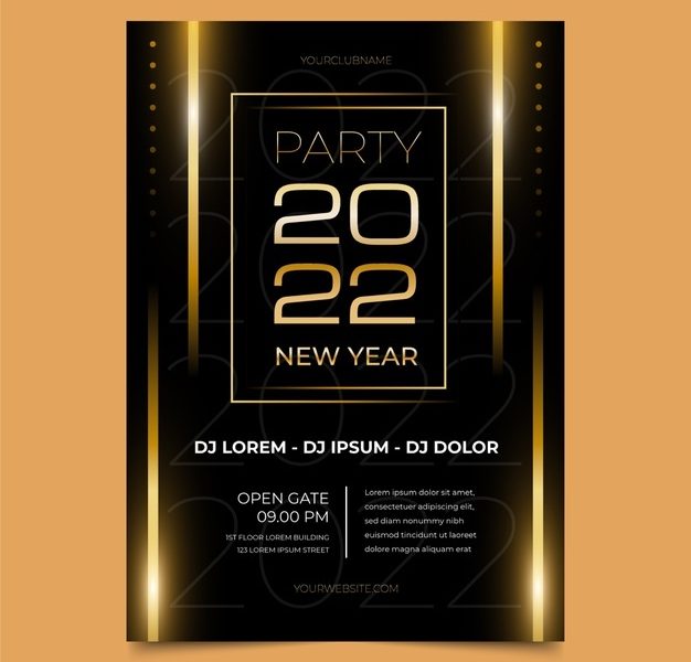 Gradient new year party flyer template Free Vector Gradient new year party flyer template Free Vector