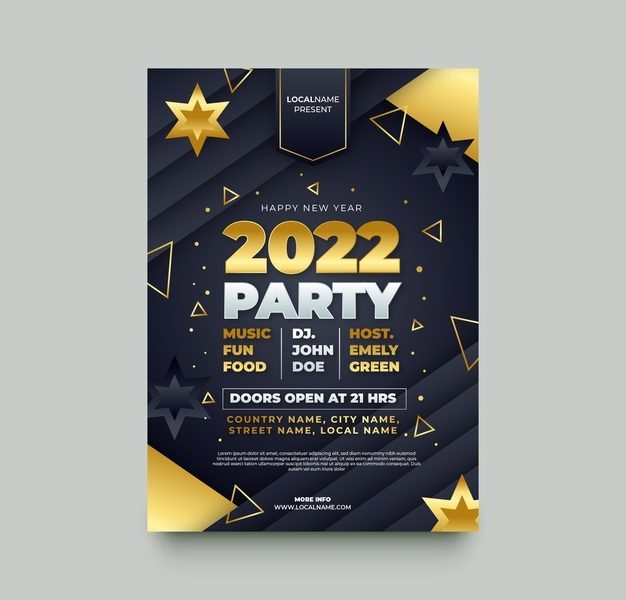 Gradient new year party flyer template Free Vector Gradient new year party flyer template Free Vector