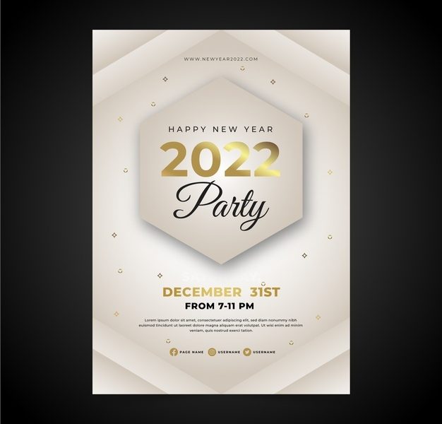Gradient new year vertical party flyer template Free Vector