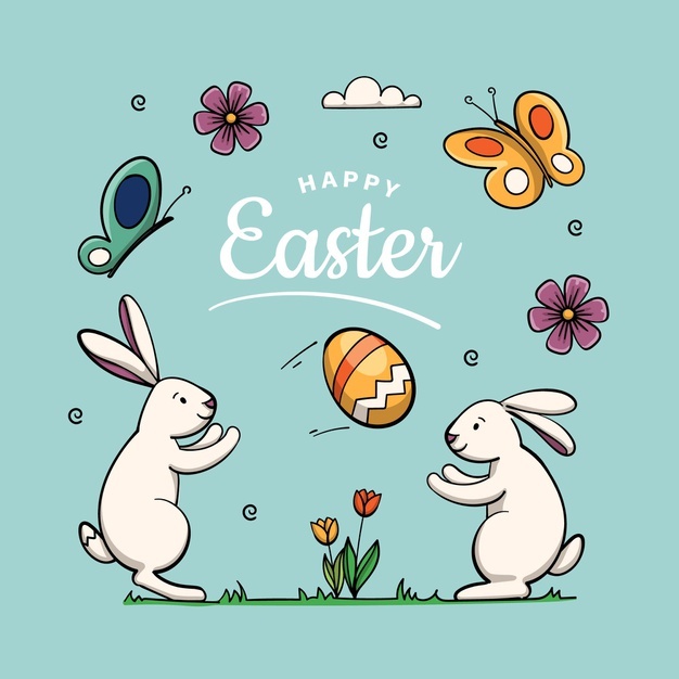 Hand Drawn Cute Easter Illustration With Bunny 23 2148865267