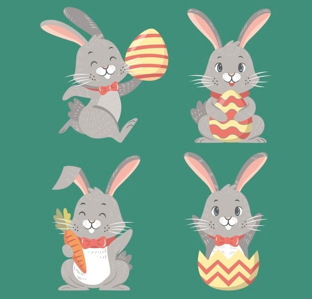 Hand drawn easter bunny collection Free Vector