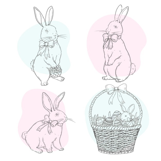 Hand Drawn Easter Bunny Collection 52683 57763