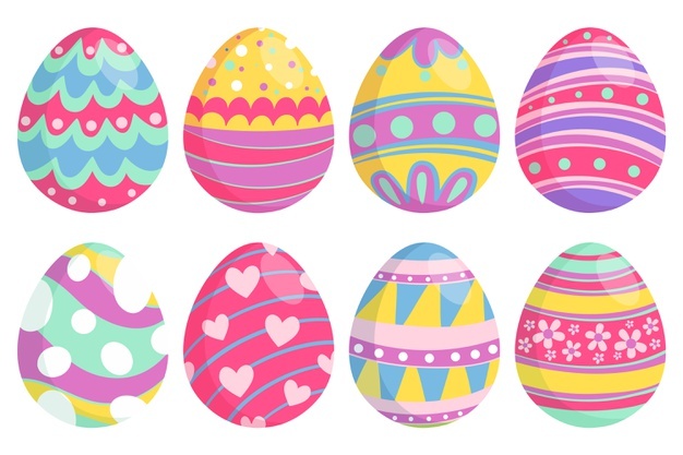 Hand Drawn Easter Day Eggs With Happy Colours 23 2148439784